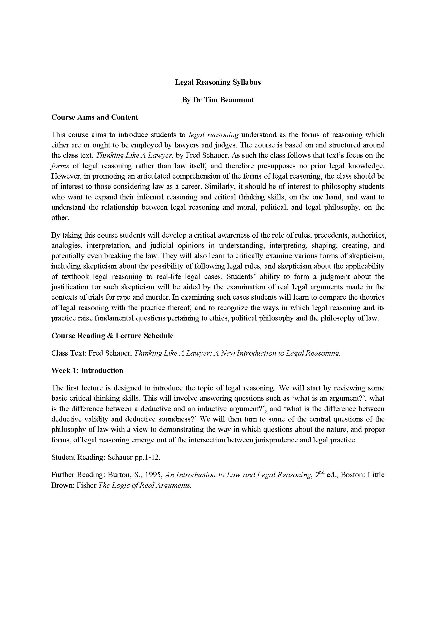Legal Reasoning