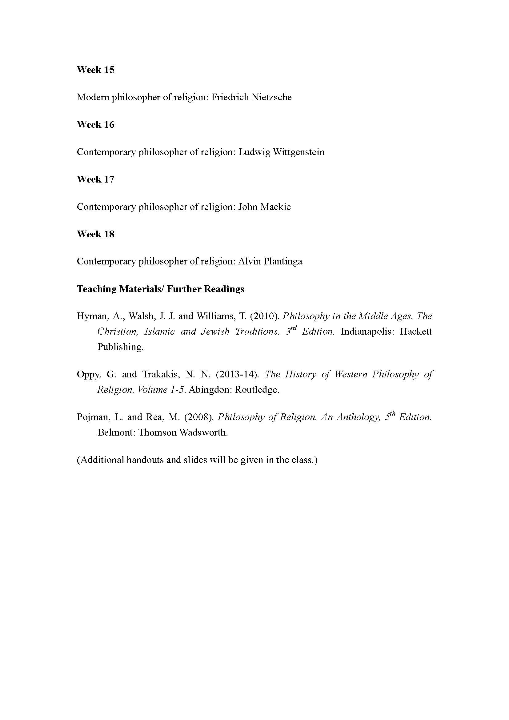 Introduction to Philosophy of Religion