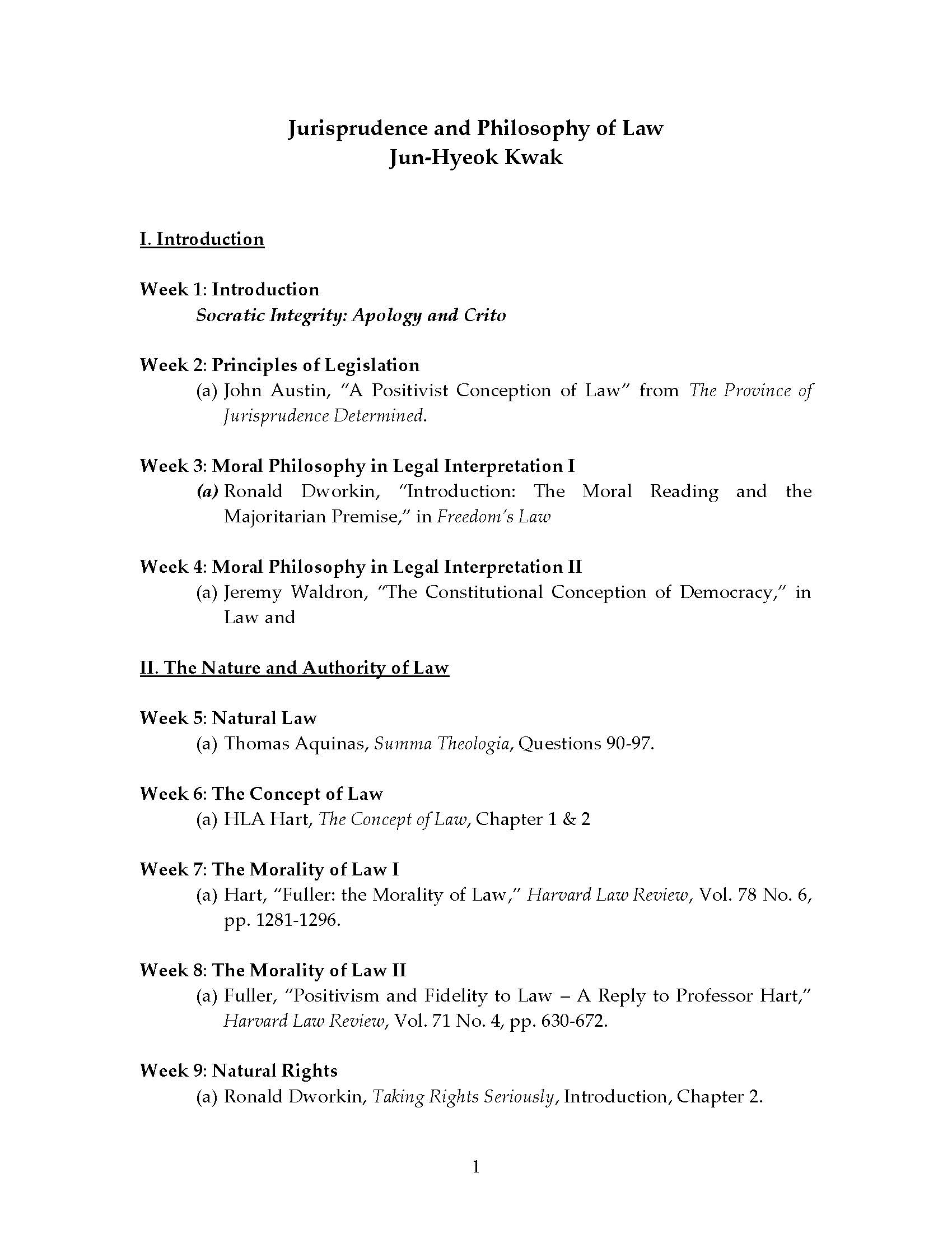 Advanced Philosophy of Law