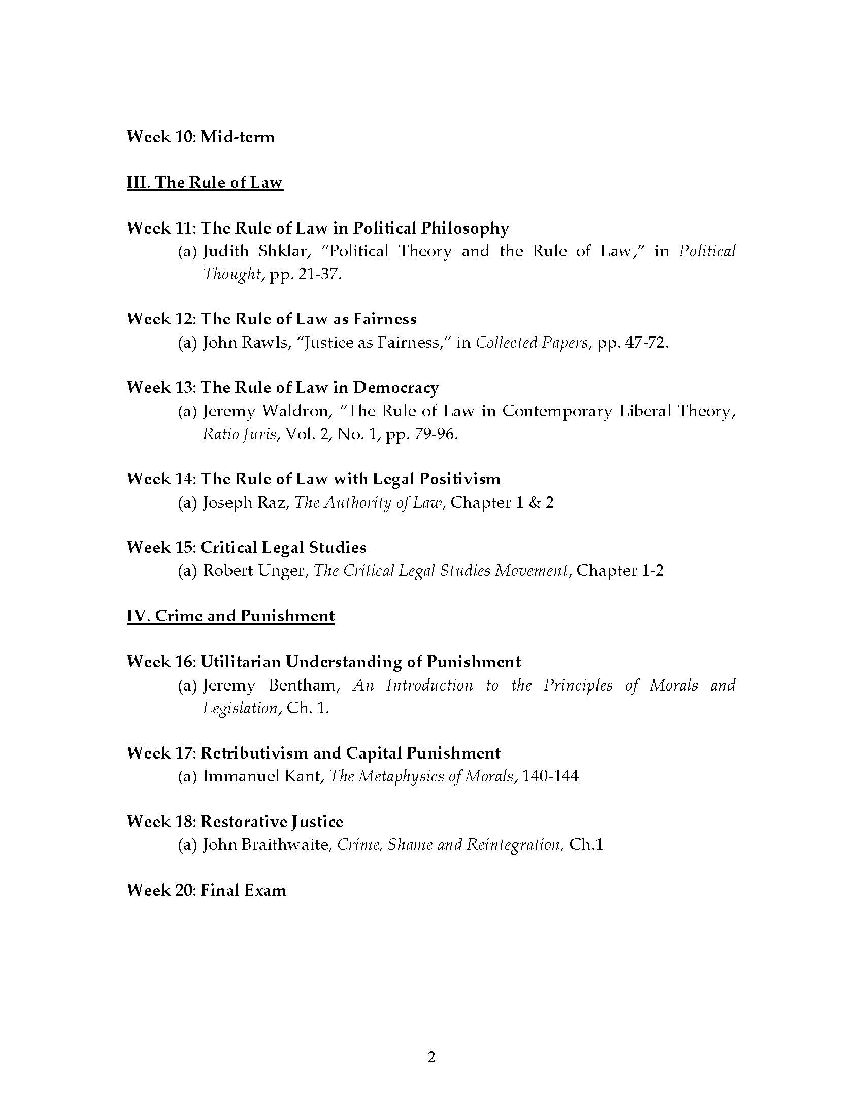 Advanced Philosophy of Law